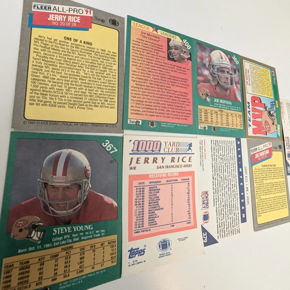 San Francisco 49ers Joe Montana Jerry Rice Steve Young Card Lot Score Pro Set